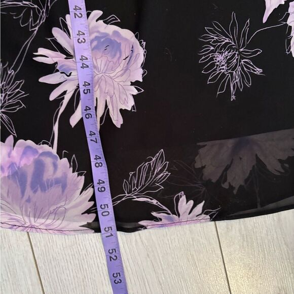 90s vintage black midi dress with large floral print chiffon - Picture 10 of 10